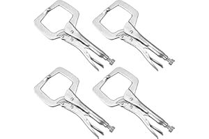 MAXPOWER 11-inch Locking C Clamp, Heavy Duty C-Clamp Locking Pliers with Regular Tip for Welding - 4 Pack