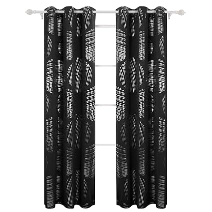 Home Kitchen Deconovo Home Decor Foil Print Blackout Curtains