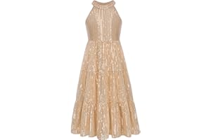 GRACE KARIN 2024 Girls Sequin Dress Elegant Cute Girls Party Maxi Dress for 5-14Y