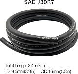 YGQ 10mm Fuel Line Hose 9mm ID Braided NBR SAE 30R7 2.4M 8Ft with Clamps view 5