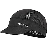 MELASA Cycling Cap, Cooling Skull Cap Helmet Liner with Sun Visor, Sun Protection Running Bike Cap for Men Women Under Helmet