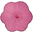 Cultural Intrigue Luna Bazaar Paper Parasol (33-Inch, Fuchsia Pink, Scalloped Edge) - Chinese/Japanese Paper Umbrella - for Weddings and Personal Sun Protection …