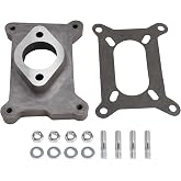 Topteng 2044 Aluminum Carburetor Adapter 1.75in for Holley 2-Barrel to 1-Barrel Intake Flange, Natural Finish, Gasket &amp; Hardware Included