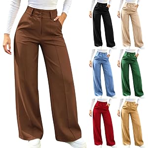 ABABC Womens Wide Leg Dress Pants Business Casual Flowy Work Palazzo Pants | Lightweight Flowy, High Elastic Waisted, Office
