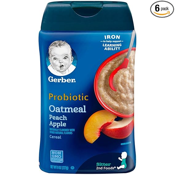 gerber probiotic oatmeal peach apple cereal