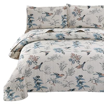 VITALE Twin Size Summer Bedspread Set, Jacquard Floral Quilts