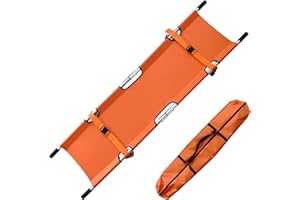 HUAKAN Medical Emergency Folding Stretcher Aluminum Alloy Portable Stretcher with Heavy Duty Handles and Rubber Feet