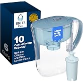 Brita Small 6 Cup Water Filter Pitcher, 1 BritaPlus Filter, Stone Blue | WQA and NSF/ANSI Certified, Reduces Chlorine, Copper, Mercury &amp; Cadmium, Lasts 2 Months, Dorm Room Essential