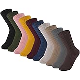 ZXTSWDTS Women Crew Socks, Solid Color Cotton Boot Socks for Women Ladies 9/10 Pairs, Size 5-10