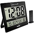 Sharp Atomic Clock - Atomic Accuracy - Never Needs Setting! - Jumbo 3" Easy to Read Numbers - Indoor/Outdoor Temperature Display with Wireless Outdoor Sensor - Battery Powered - Easy Set-Up!!