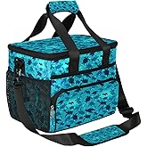 AUUXVA Insulated Cooler Lunch Bag Teal Sea Turtle Nautical Lunch Box Leakproof Large Tote Bag Reusable for Women Men Picnic Travel (15L)