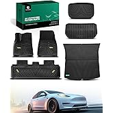 YHTAUTO All Weather Floor Mats Fit Tesla Model Y 2025 2024 2023 2022 2021 2020 Car Mats TPE Frunk Trunk Cargo Liner, Front & Rear Storage Mats, Model Y Accessories for 5-Seat, NOT Fit Model Y Juniper