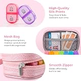 AUVON Weekly Pill Organizer with Pink PU Leather Case 7 Day 2 Daily Trips view 4