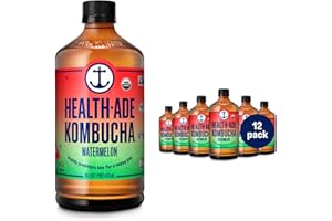 Health-Ade Kombucha Tea Organic Drink, Fermented Tea with Living Probiotics, Detoxifying Acids, Supports Gut Health, Non-GMO, Vegan, Gluten Free, 12 Pack (16 Fl Oz Bottles), Watermelon