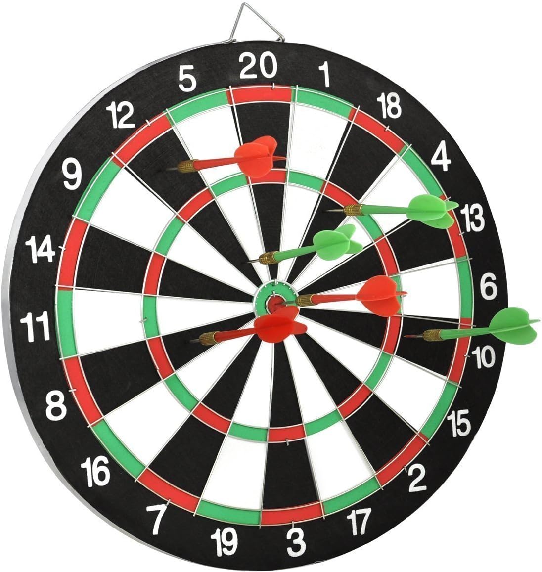 Krireen Dart Board | Double Sided Portable Board | Game for Adults & Kids | Round Metal Wiring Steel Tip with 6 Metal Darts