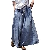 HaoMay Women's Loose Baggy Wide Leg Jeans High Elastic Waist Palazzo Pants