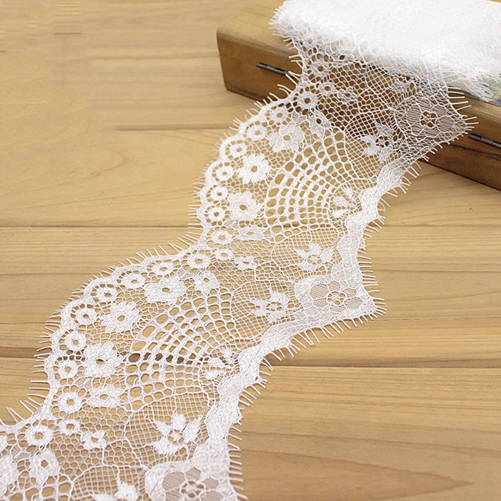 3 Yard Lace Ribbon, Lace Tassel Border, Vintage Lace Trim, Lace Trim, Decorative Ribbon, Lace Fabric for DIY Crafts, Sewing, Wedding, Table Decoration, Sewing Accessories, 11.5 cm, White