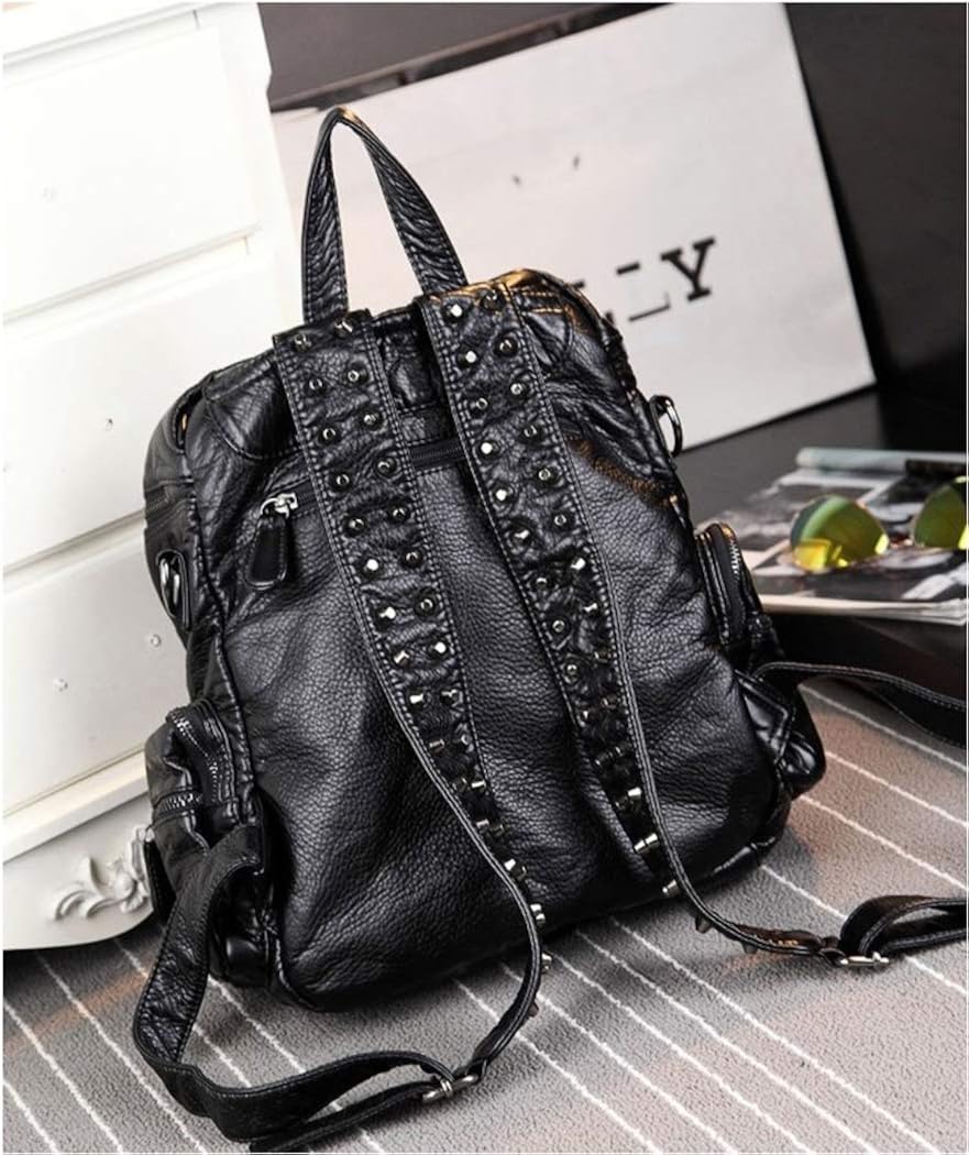 Ro Rox Calamity Womens PU Punk Gothic School Uni Studded Backpack - Black - Image 5