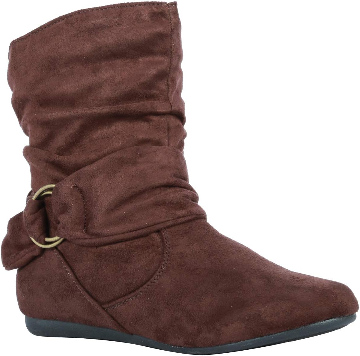 Coshare Women's Fashion Wrinkled Metal Wrap Slouch Booties