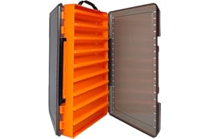 Large Fishing Lure Box Organizer - 18 Compartment Double Sided Fishing Tackle Box for Crankbait Squid Jig Bait Storage