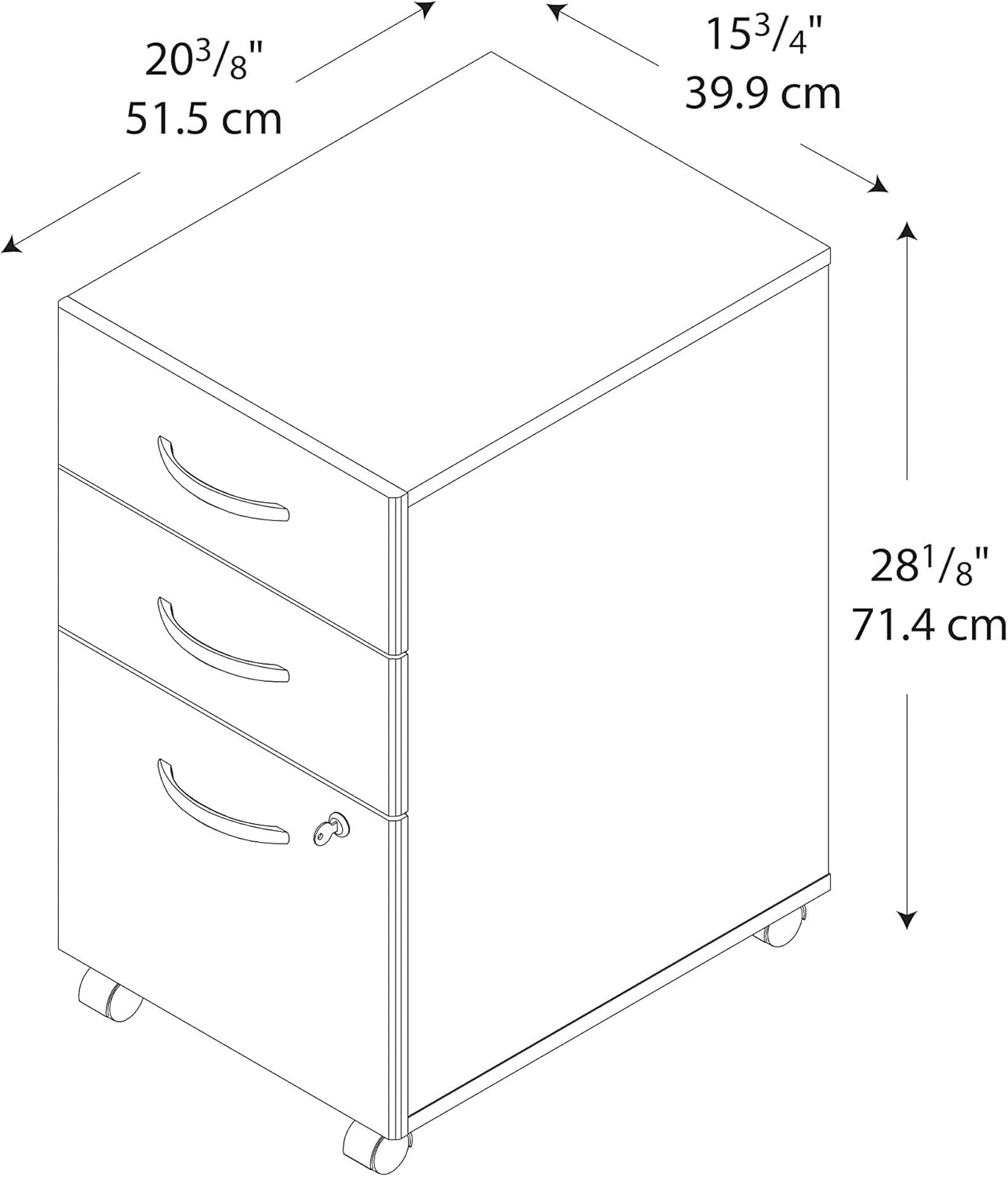 Bush Business Furniture Series C 3 Drawer Mobile File Cabinet in Natural Cherry: Furniture & Decor