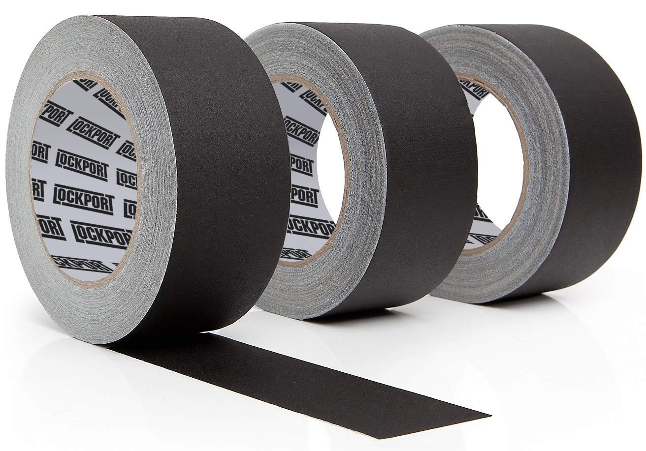 Lockport Black Gaffers Tape 3 Pack - 90 Ft x 2 Inch - Waterproof, No Residue, Non-Reflective, Easy Tear - Black Gaffer Tape for Photography, Filming, Stage, Production, and Backdrops