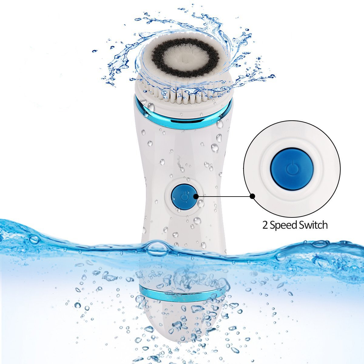 Zinnor Facial Brush 2 Speed Deep Cleansing Facial Brush Spin Brush with 4 Massager Brush Heads Remove Blackhead Cleansing System