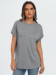 AUTOMET Womens Summer Tops Oversized Short Sleeve
