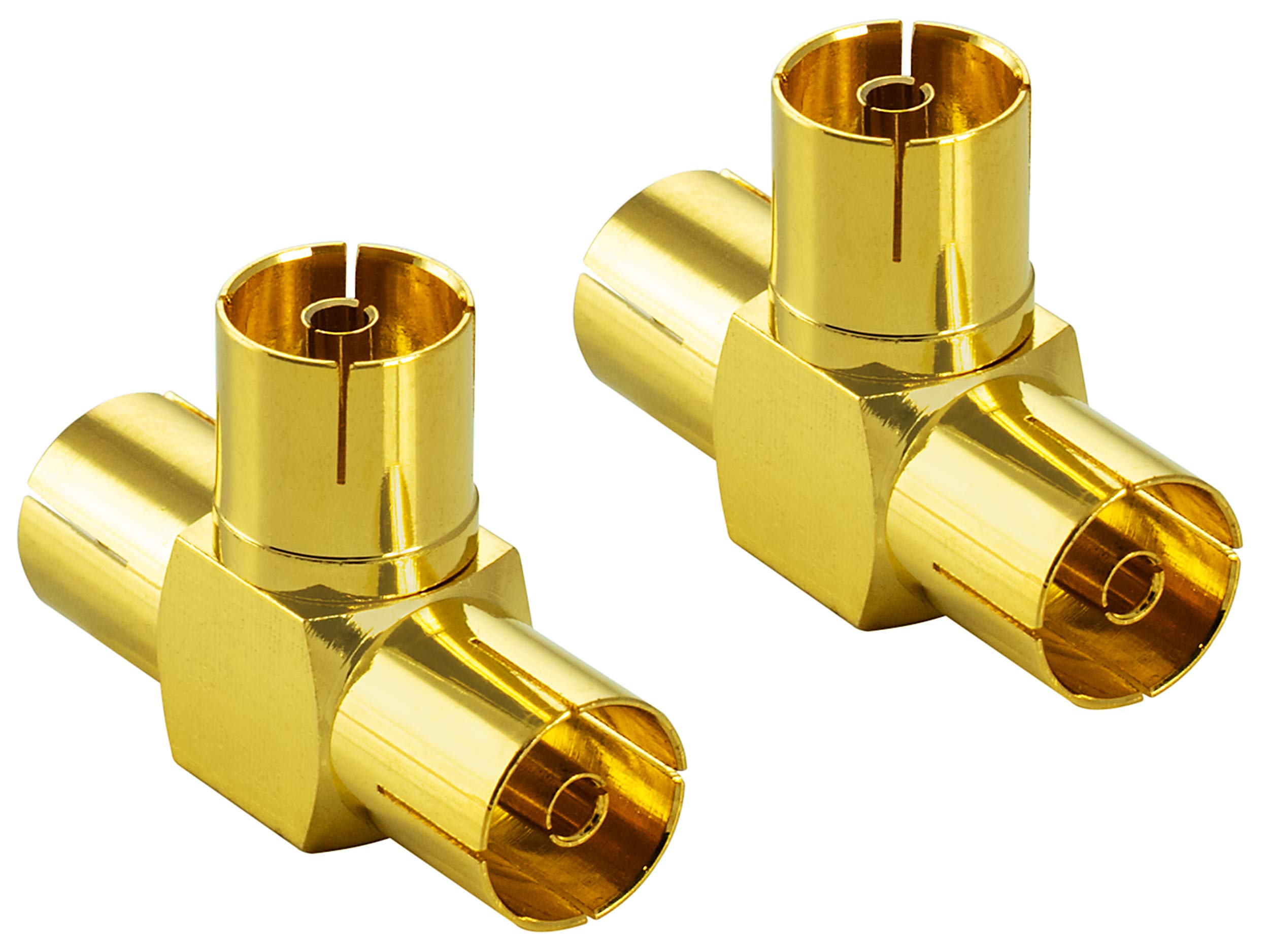 POPPSTAR 2x Sat TV Coax Adapter Distributor T-piece (3x IEC antenna socket) for coaxial cable Antenna cable gold-plated