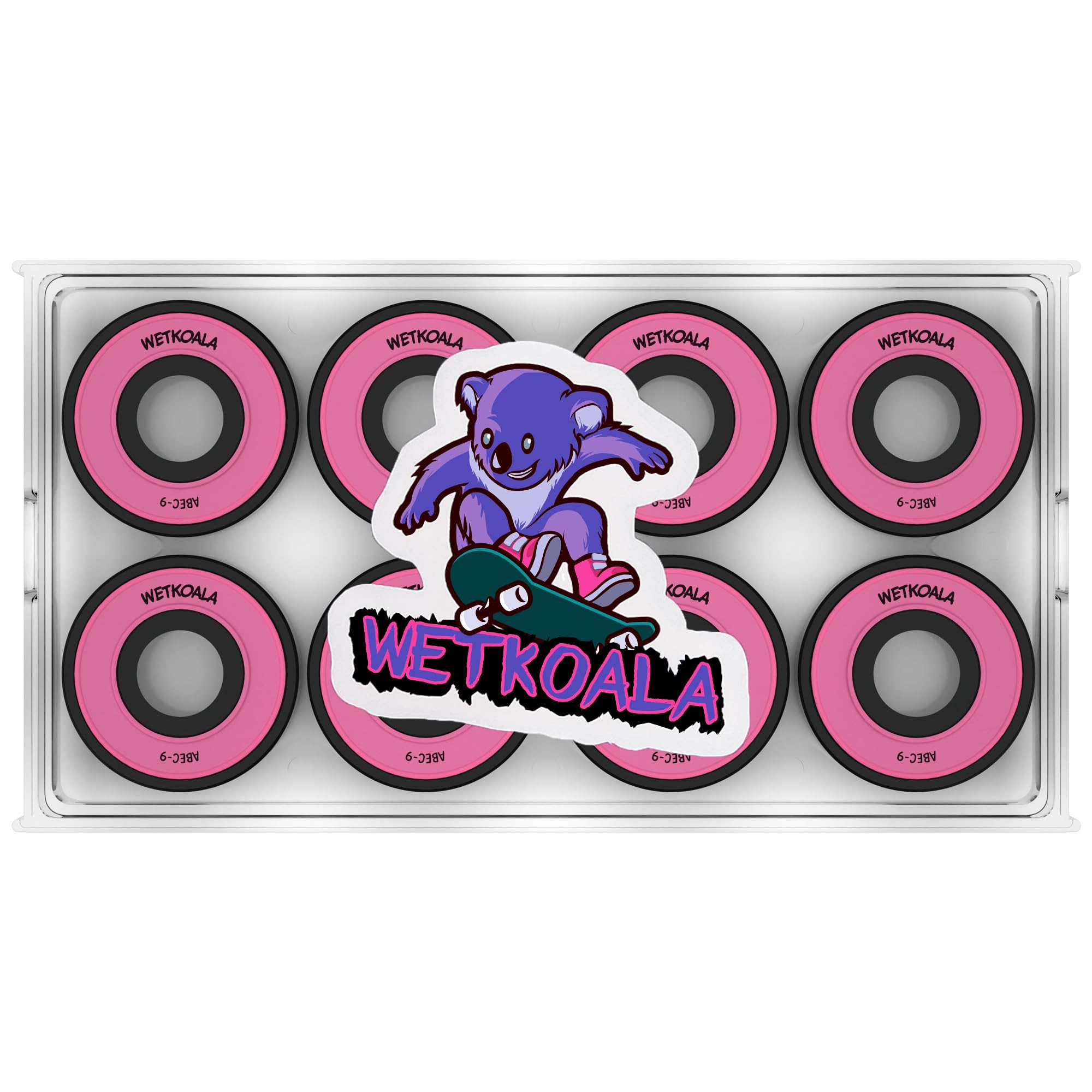 WETKOALA ABEC-9 Ceramic Ball Bearings (Pack of 8) for Skateboards, Inline Skates, Longboards, Waveboards, Scooters etc.