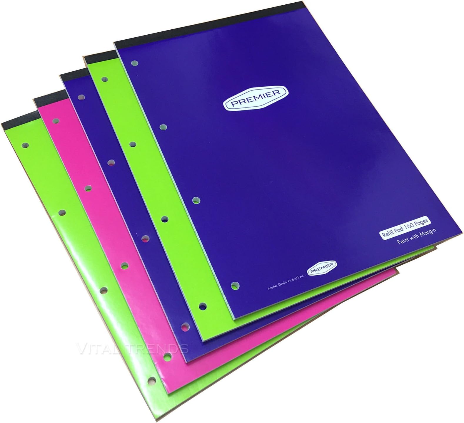 A4 Refill Pad Feint Headbound Ruled with Margin 60gsm 4-Hole Punched 160 Pages Pack of 5