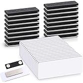 Chinco 50 Packs Magnetic Name Tags Blank DIY Name Tag Badge Holders with Magnetic Backing White Round Corners and Plastic Blank Badge for Personalized Shirts Office, 1 x 3 Inches (Black)