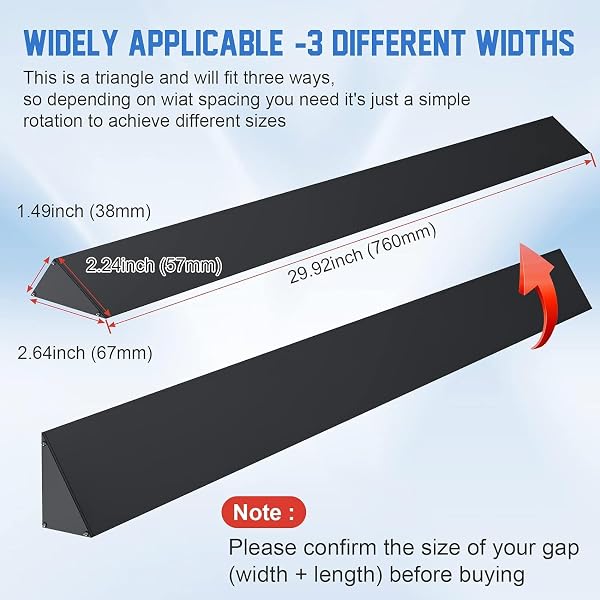30″ SLIDE-IN RANGE REAR FILLER KIT W10113901A, STOVE GAP UNIVERSAL TRIANGULAR FILLER STRIP, COOKTOP TRIM KIT BETWEEN STOVE AND BACKSPLASH FOR WHIRLPOOL & MOST BRAND, DURABLE ALUMINUM, BLACK
