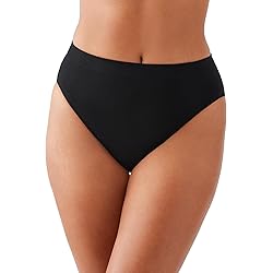 Wacoal Women's Understated Cotton Hi-Cut Brief Panty, Black, Small