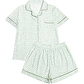 Fhykiss Women's 2 Piece Pajama Set Loungewear Pajamas Cute Pjs Sets Sleepwear Button Down Lounge Sets Soft Preppy Y2k