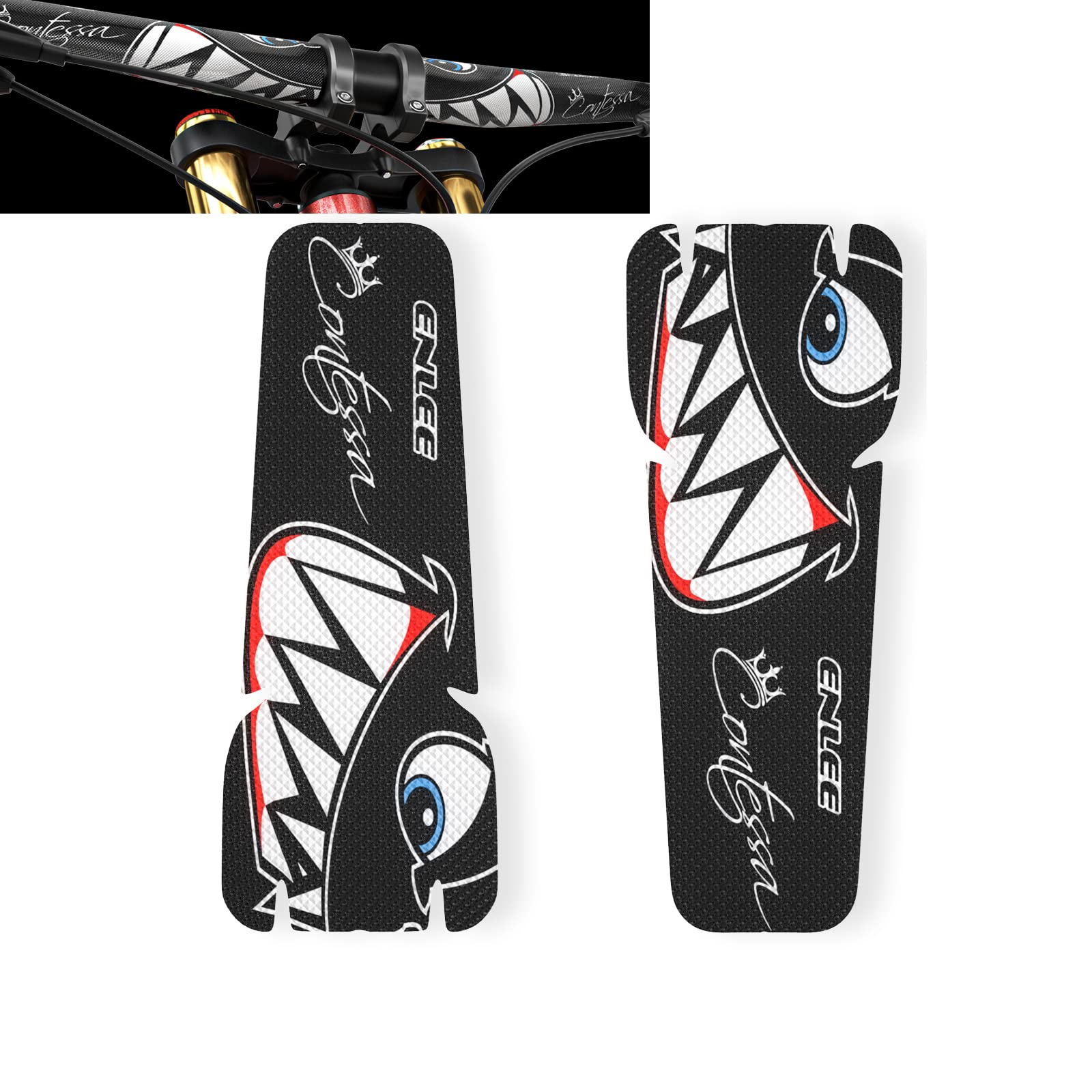 ENLEE Pair of Mountain Bike Stickers, Bicycle Frame Protector for Bicycle Cranks/Bicycle Handlebars (for Handlebars/Black)