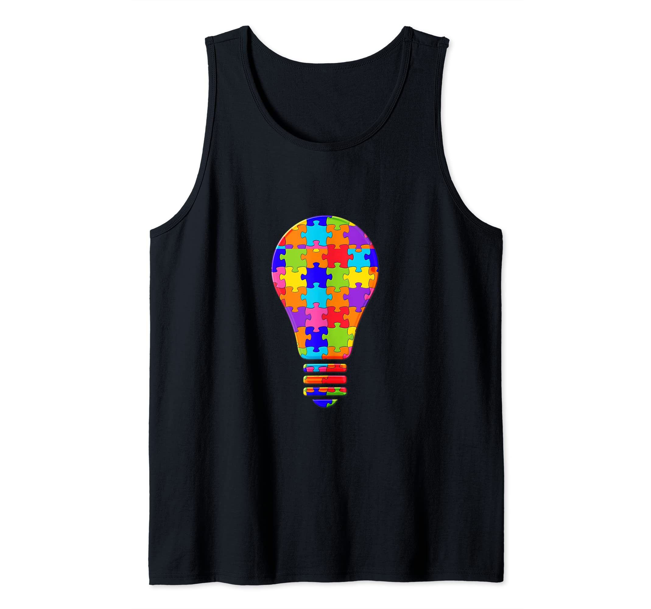 Lightbulb Idea Creativity bulb Jigsaw Autism Puzzle Tank Top