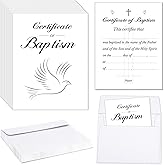 Tenare 12 Sets Baptism Certificates for Church 6.3 x 9.8 Inch Baby Certificate Paper Certificate of Baptism with Envelopes Baby Dedication Certificates Paper Baptismal Award Church Gifts