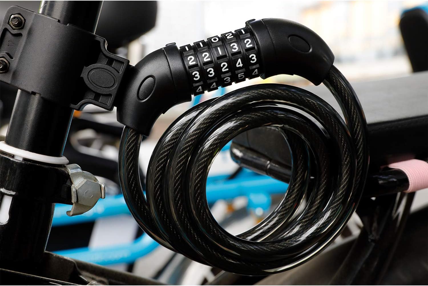 Bike Lock Bicycle Lock Chain ,5-Digit Combination Lock Core Steel Wire Bike Lock Security&Portable Bicycle Locks,1.1m x 1/2 inch (Black) - Image 4