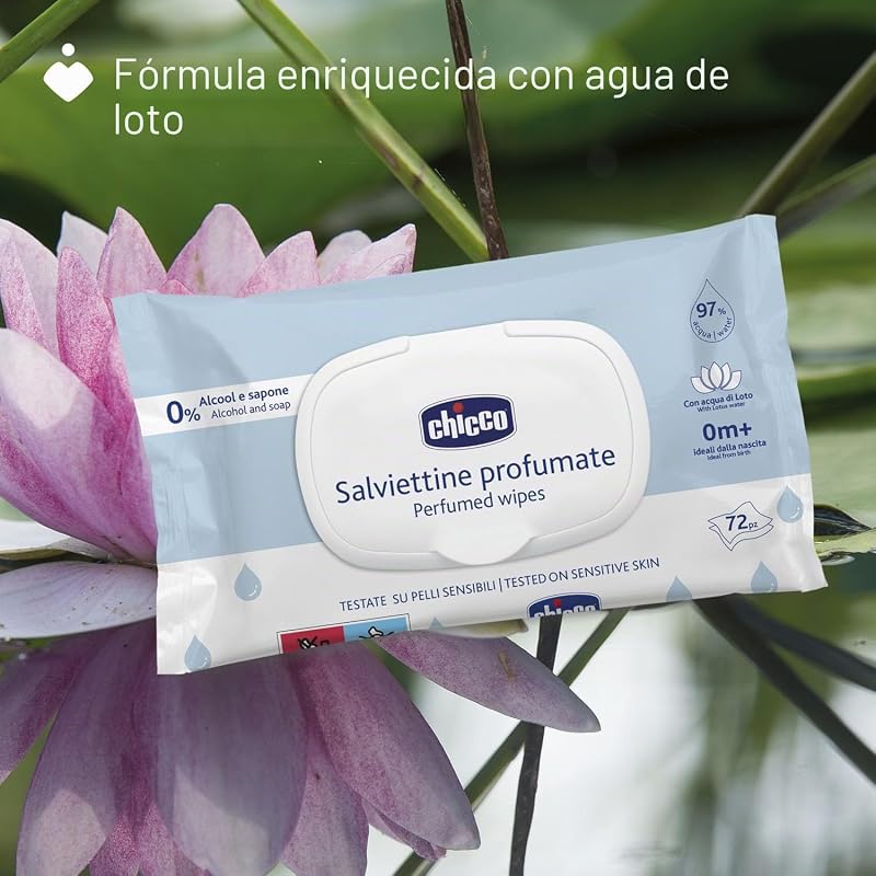 Toalhetes multiusos para bebé, com clip, sem álcool, perfumados, adequados para pele sensível, Megapack de 864 toalhetes, 12 pacotes de 72 toalhetes cada