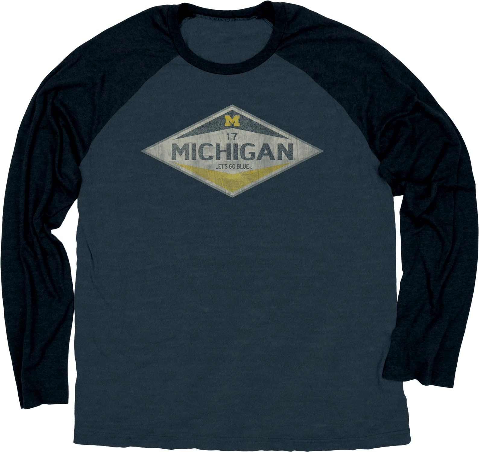 NCAA Michigan Wolverines Ring Spun Long Sleeve Raglan Tee, Medium, Indigo