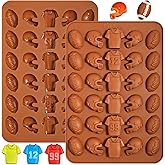 Webake The Original Football Chocolate Mold, 30-Cavity Football Silicone Mold Shaped with Football, Helmet, and Jersey, Football Mold for Chocolate, Candy, Cupcake Decorations, Pack of 2