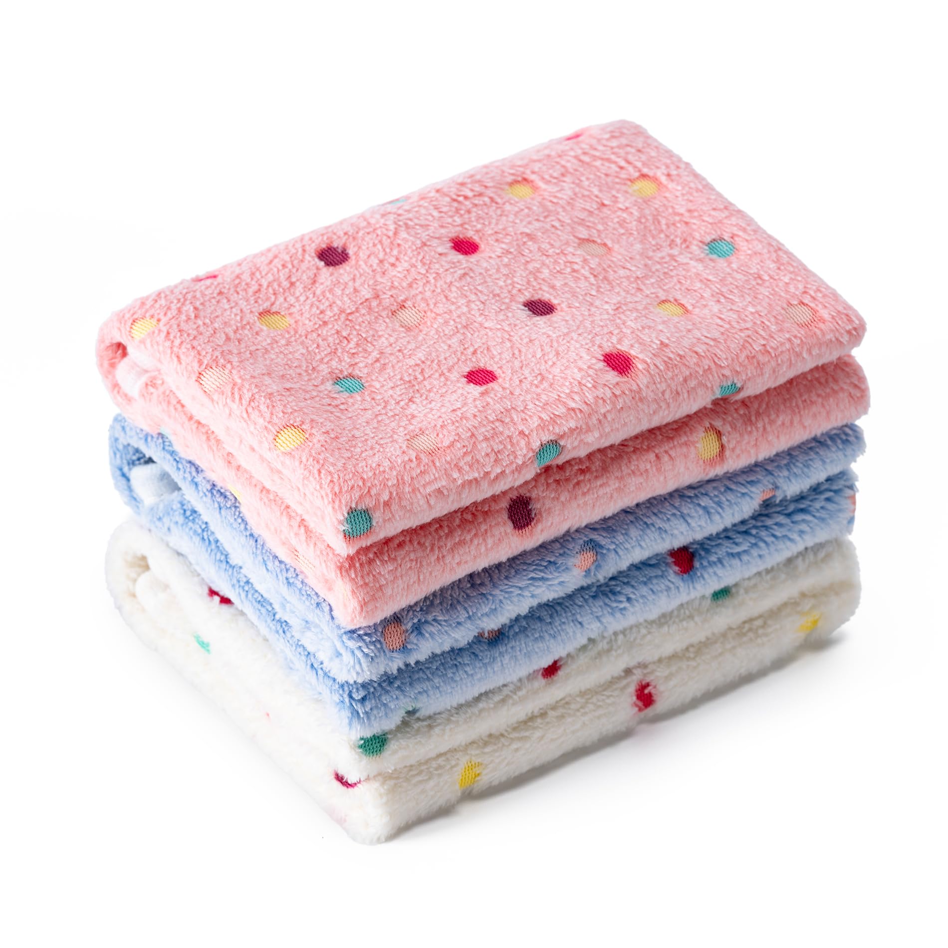 Photo 1 of 1 Pack 3 Blankets Super Soft Fluffy Premium Fleece Pet Blanket Flannel Paw Printed Throw for Dog Puppy Cat (Medium 30x20'', White, Pink, Blue)