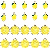 yueton 20PCS Enamel Alloy Charms Pendant Dainty Yellow Lemon Pendants Cute Fruit Food Tiny Pendants Bead Charms for Keychains, Earrings, Bracelets, Necklaces, Jewelry Making and DIY Crafts