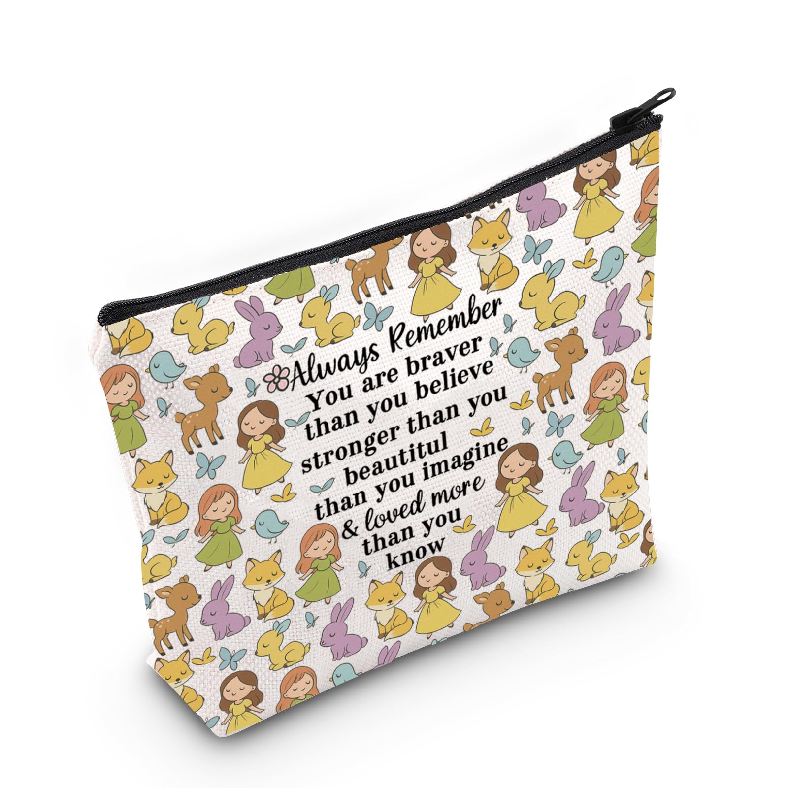 LEVLO Fairy Tales Cosmetic Bag Movie Inspired Gifts You Are Braver Stronger Smarter Than You Think Zipper Pouch Bag, Always Beauty Beast, Tote Bag