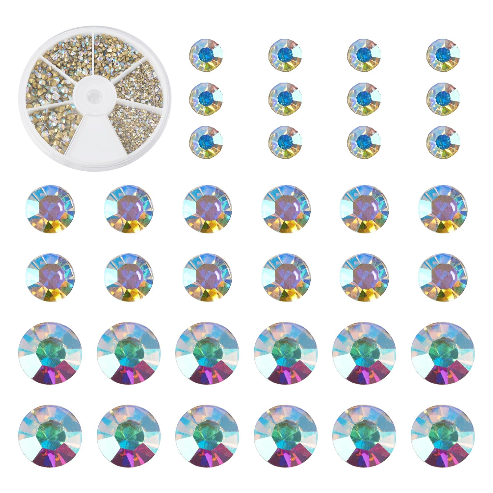 Crafans 1782Pcs Glass Rhinestone Cabochons Clear Faceted Diamond Cabochons Embellishment Loose, Pointed Back Rhinestone Crystal Diamond Bulk for DIY Nail Decoration Jewelry Making