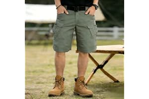 Men's Waterproof Tactical Shorts Outdoor Lightweight Quick Dry Breathable Hiking Fishing Cargo Shorts(NO Belt)