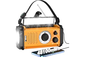 48100mWh Crank Emergency Weather Radio,5-Way Powered Solar Hand Crank Radio,Portable NOAA AM FM Radio Wind up Radio,Crank Fla