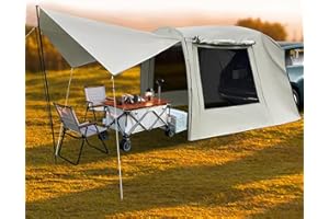 DEROANKE Car Awning Camping Tarp Tailgate, SUV Tent, Car Awning Outdoor Tent, Car Tent Attachment for Camping, with Storage Bag, Capacity 4-6 People, for SUVs, MPVs, and Two-Door sedans