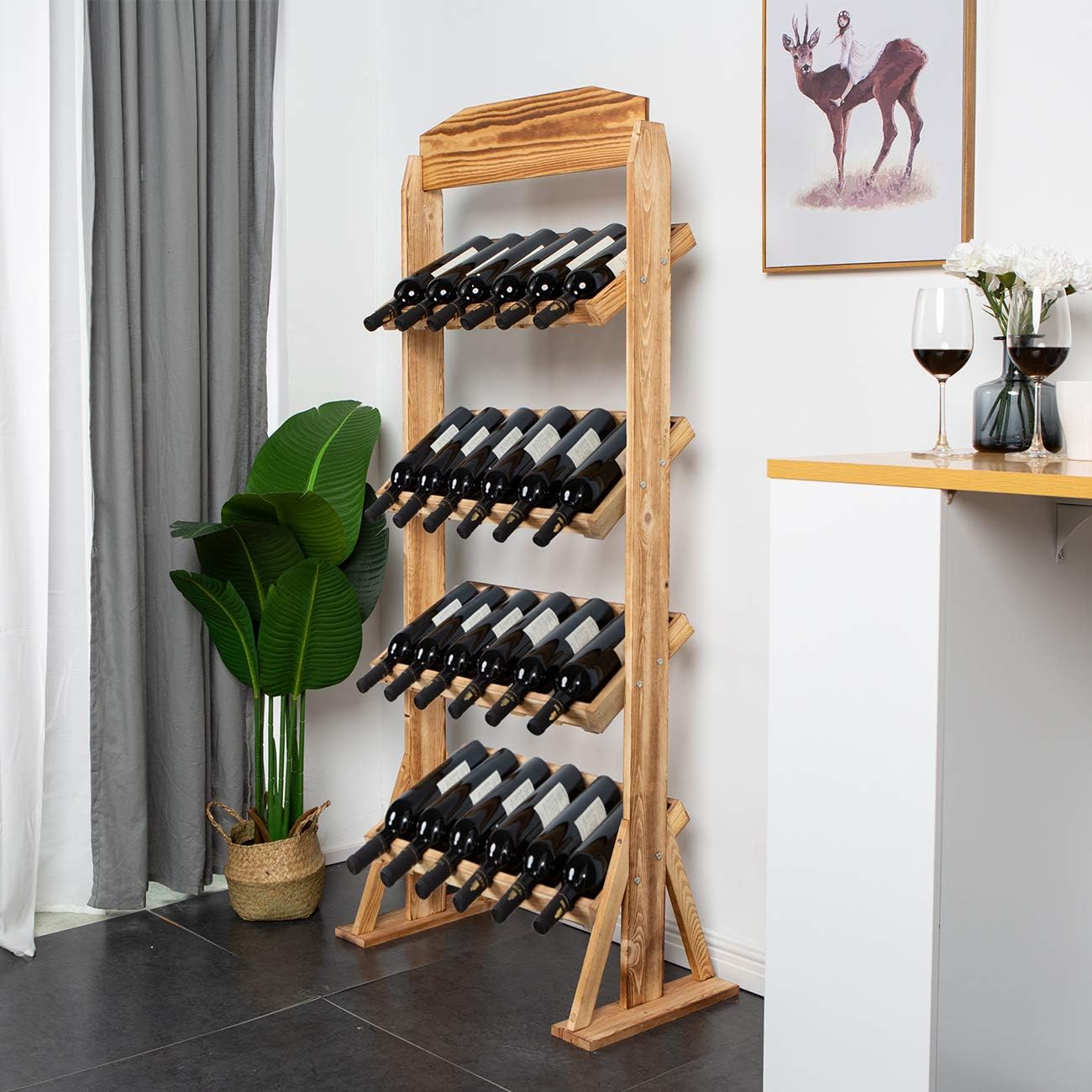 BHEUWS6060M sogesfurniture Wine Rack 24 Bottle Rack Free Standing Wine Holder Display Shelf